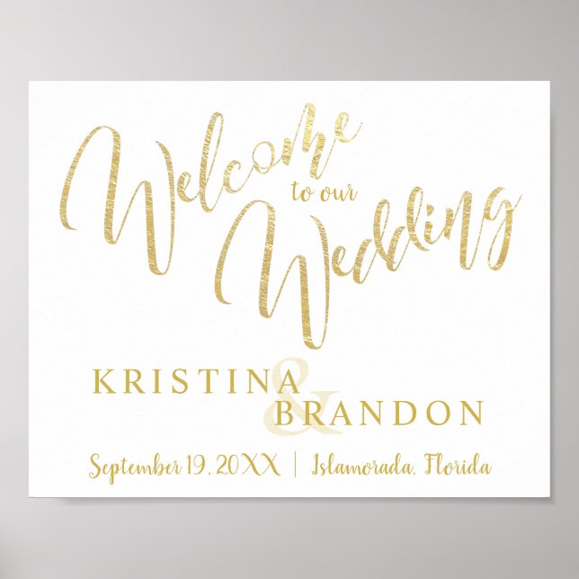 Póster Rótulo Boda de bienvenida con carta de oro de cham (Frente)