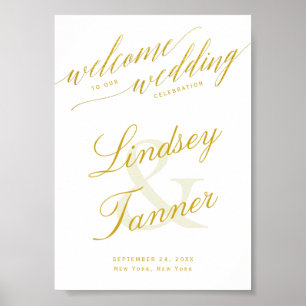 Póster Rótulo Boda de bienvenida con un elegante guión do