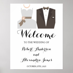 Póster Rótulo Boda de bienvenida de Bride & Groom