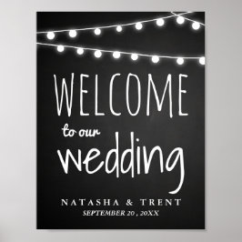 Póster Rótulo Boda De Bienvenida De La Cadena De Luces De