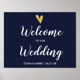 Póster Rótulo Boda de bienvenida de la Marina Gold