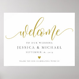 Póster Rótulo Boda de bienvenida de oro