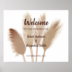 Póster Rótulo Boda de bienvenida de pampas