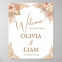 Póster Rótulo Boda de bienvenida de pampas