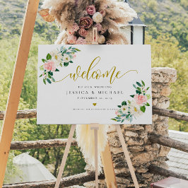 Póster Rótulo Boda de bienvenida de Rubor Floral