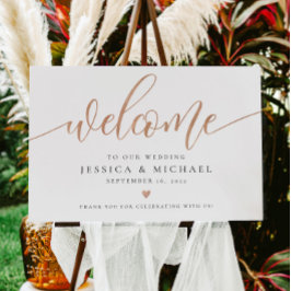 Póster Rótulo Boda de bienvenida Rosa Gold