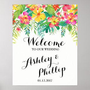 Póster Rótulo Boda de bienvenida Tropical