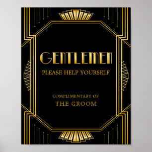 Póster Rótulo Boda de cesta de baño masculino Gatsby Ar