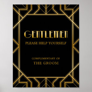 Póster Rótulo Boda de cesta de baño masculino Gatsby Ar