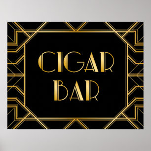 Póster Rótulo Boda de Cigar Bar   Gatsby Art Deco