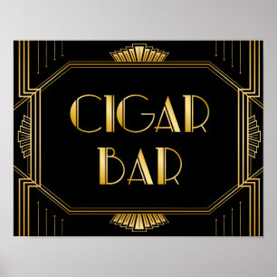 Póster Rótulo Boda de Cigar Bar   Gatsby Art Deco