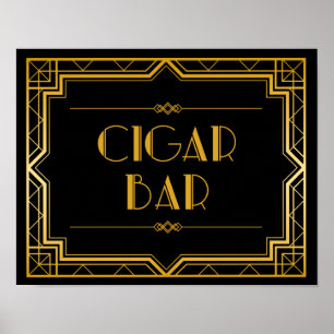 Póster Rótulo Boda de Cigar Bar   Gatsby Art Deco