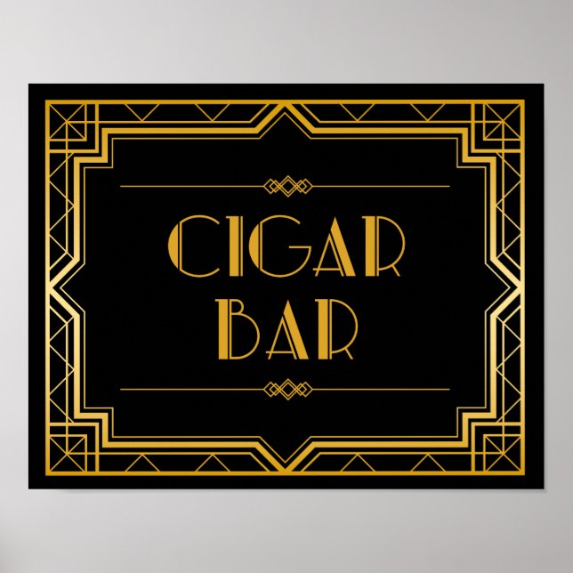 Póster Rótulo Boda de Cigar Bar | Gatsby Art Deco (Frente)