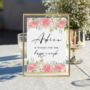 Póster Rótulo Boda de consejos de clavación floral y dese