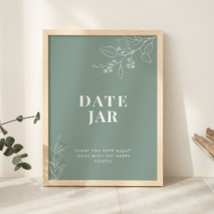 Póster Rótulo Boda de Date Jar Sage Green