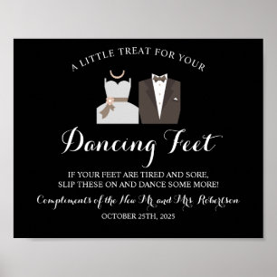 Póster Rótulo Boda de Flip Flops de baile de Novia y Groo