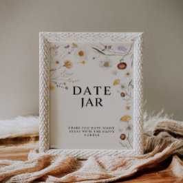 Póster Rótulo Boda de Flor Silvestre Date Jar Boho