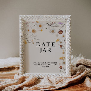 Póster Rótulo Boda de Flor Silvestre Date Jar Boho