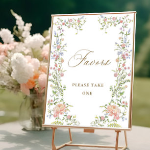 Póster Rótulo Boda de Grace Floral Favor de la Victoria O