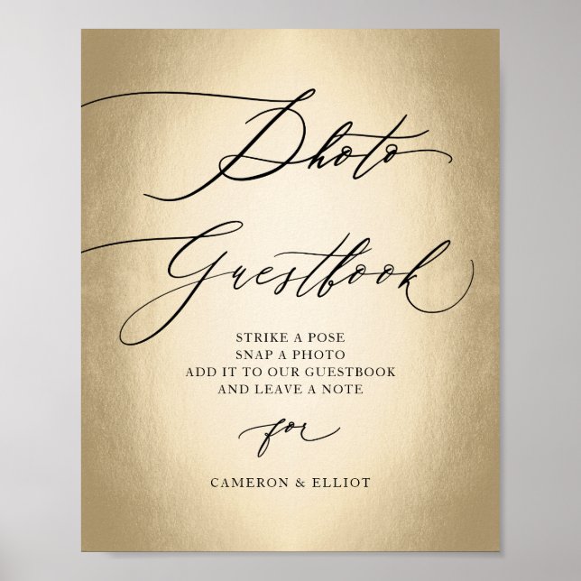 Póster Rótulo Boda de guion fotográfico de caligrafía (Frente)