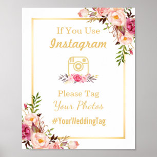 Póster Rótulo Boda de Instagram   Elegante Moda de oro fl