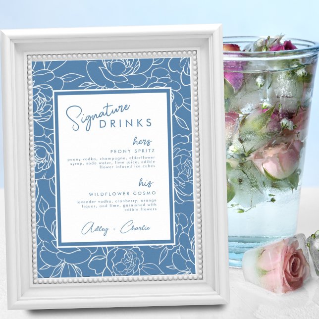 Póster Rótulo Boda de la bebida Botánica Dusty Blue (Subido por el creador)