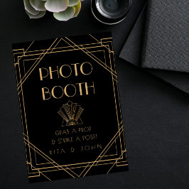 Póster Rótulo Boda de la cabina fotográfica clásica de or