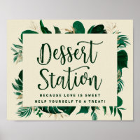Rótulo Boda de la estación de postres de las hojas