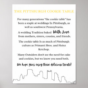 Póster Rótulo Boda de la tabla de cookies de Pittsburgh