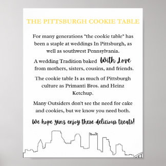 Póster Rótulo Boda de la tabla de cookies de Pittsburgh