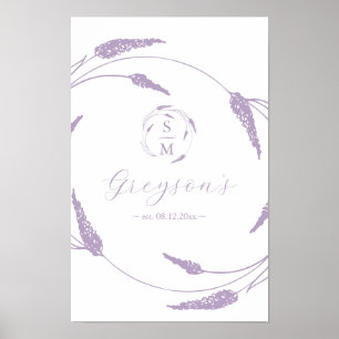 Póster Rótulo Boda de lavanda único Keepsake