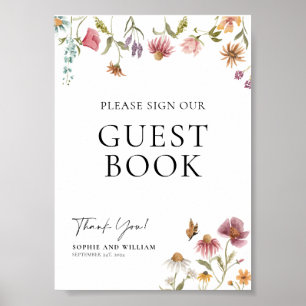 Póster Rótulo Boda de libros de Wildflower Guest
