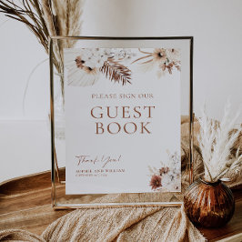 Póster Rótulo Boda de libros invitado Boho Pampas Terraco