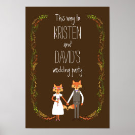 Póster Rótulo Boda de los entarimados de los bosques