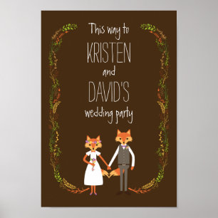 Póster Rótulo Boda de los entarimados de los bosques