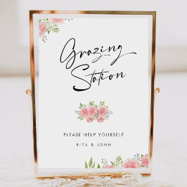 Póster Rótulo Boda de mesa de la estación de Boho Grazing