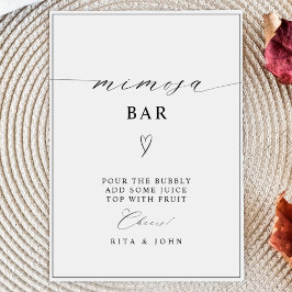 Póster Rótulo Boda de Mimosa Bar de caligrafía Minimalist