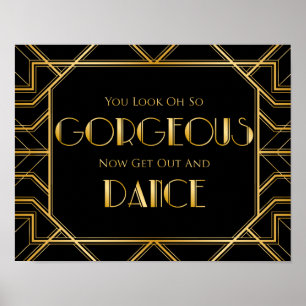 Póster Rótulo Boda de piso de baile   Gatsby Art Deco
