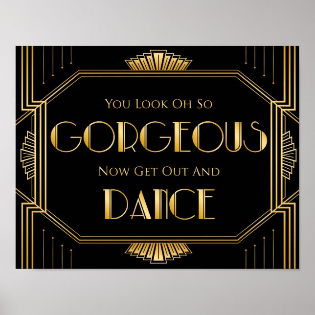 Póster Rótulo boda de piso de baile | Gatsby Art Deco (Frente)