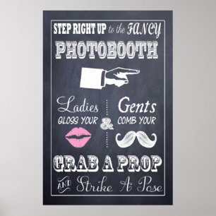 Póster Rótulo Boda de pizarra Fancy Photoboth de 20" x 30