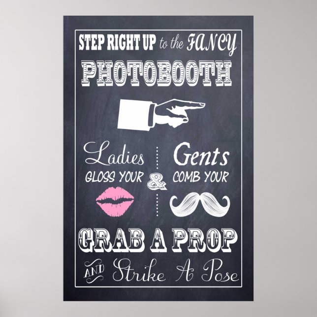 Póster Rótulo Boda de pizarra Fancy Photoboth de 20" x 30 (Frente)