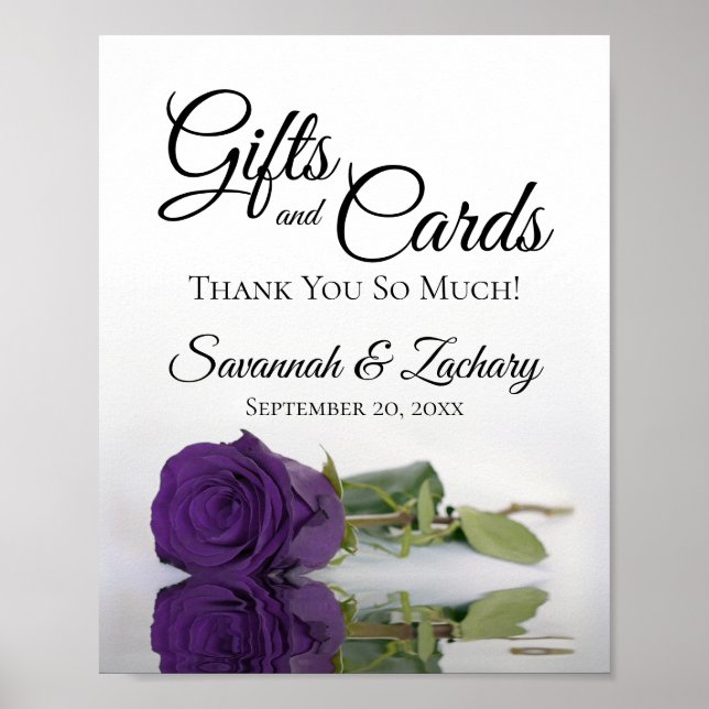 Póster Rótulo Boda de Regalos y Tarjetas Royal Purple Ros (Frente)