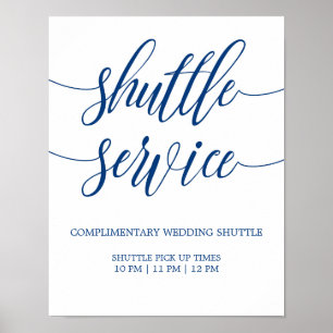 Póster Rótulo Boda de servicio lanzadera caligrafía azul