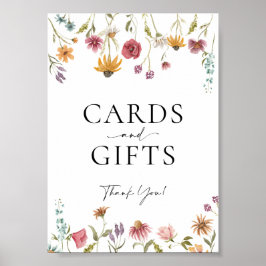 Póster Rótulo Boda de tarjetas de flores silvestres y reg