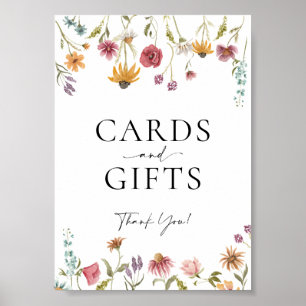 Póster Rótulo Boda de tarjetas de flores silvestres y reg