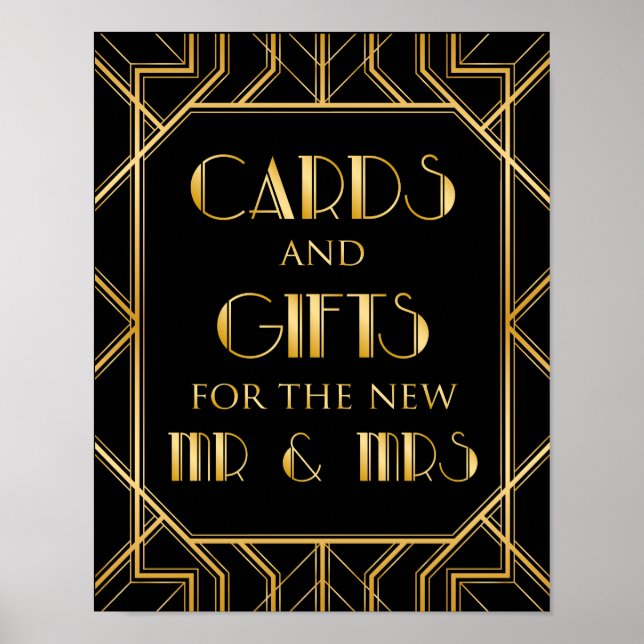 Póster Rótulo Boda de tarjetas y regalos | Gatsby Art Dec (Frente)