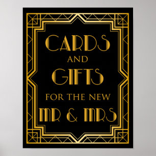 Póster Rótulo Boda de tarjetas y regalos   Gatsby Art Dec