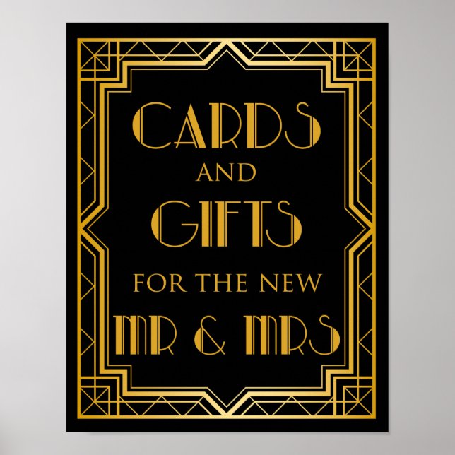 Póster Rótulo Boda de tarjetas y regalos | Gatsby Art Dec (Frente)
