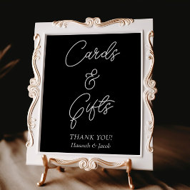 Póster Rótulo Boda de tarjetas y regalos negros