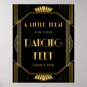 Póster Rótulo Boda de zapatos bailarines   Gatsby Art Dec